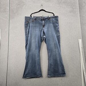 Source Of Wisdom Women Jeans 24 Blue Denim Slim Boot Button 28" Inseam